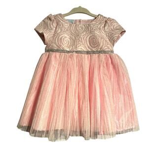 Nannette Baby Girl Party Dress – Rosettes, Tulle, Rhinestones – Size 3-6 Months